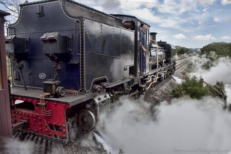 Steam train at the train stationのeditorial素材