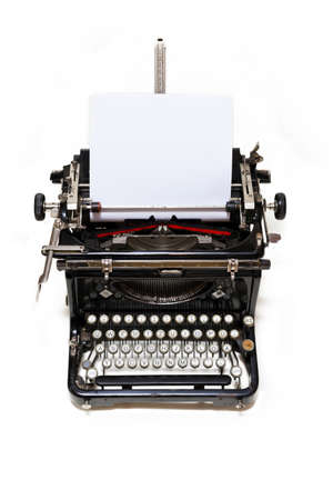 Old type writer with paper sheetの写真素材