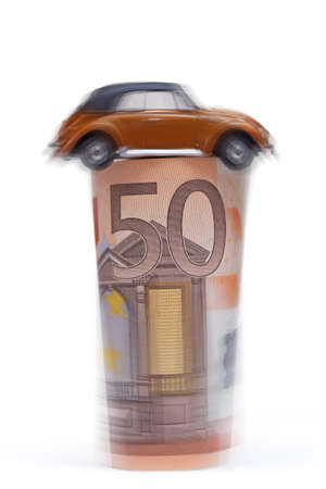 money   car isolated on the white background の写真素材