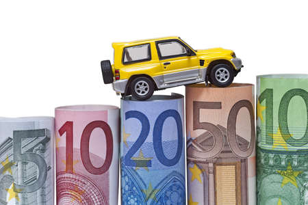  Money, Euro bills   car isolated on the white background の写真素材