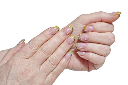 Care for adult woman, hands nails manicure の写真素材