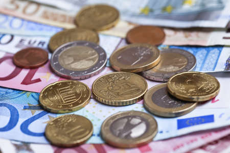 Money euro coins and banknotesの写真素材