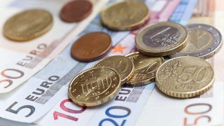 Money euro coins and banknotesの写真素材