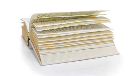  Old open book isolated on white background の写真素材