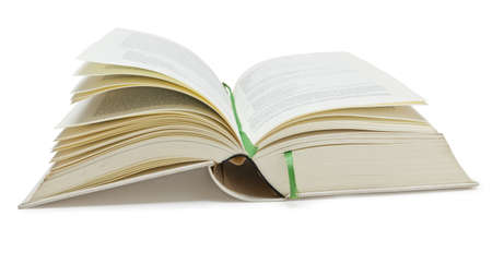  Old open book isolated on white background の写真素材