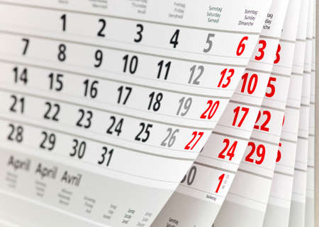 Close up a calendar pageの写真素材