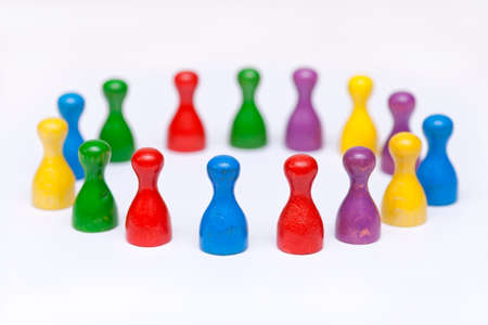Colorful  pawns on white backgroundの写真素材