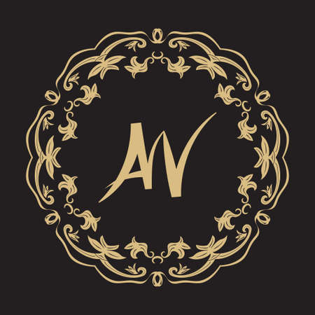 Stylish flower frame in baroque style. A circular vector ornament for a card, invitation, the menu, the monogram. The isolated vector.のイラスト素材