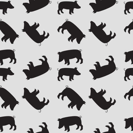 Seamless vector background with pigs. Elements of design of a card, a cover, festive packing and on fabric.のイラスト素材
