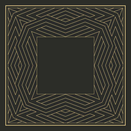 Geometrical frame in style of art deco with the place for the text. Minimalist vector ornament. Monogram, greeting card, wedding invitation. Vector graphics.のイラスト素材