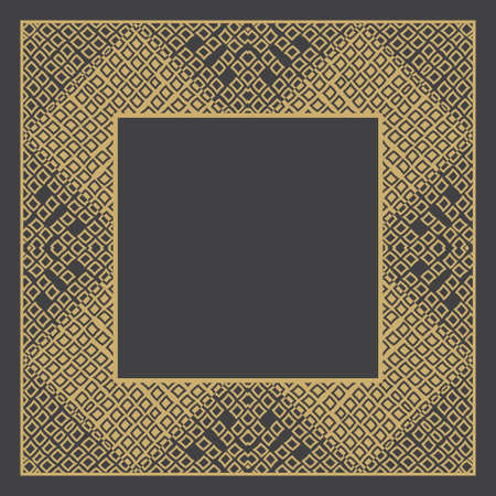 Vector gold frame. Rectangular graphic baroque ornament. Decorative element of design of the menu, invitation, card, sticker.のイラスト素材