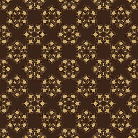 Seamless flower template. An abstract ornament on a brown background. Infinitely alternating graphic pattern. Vector element of design.のイラスト素材