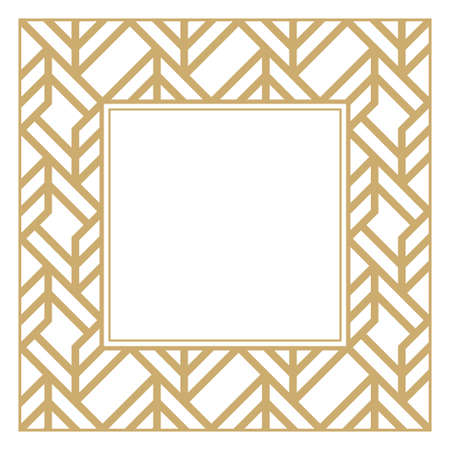 Rectangular vector ornament. A gold decorative frame for monograms, the logo, invitation on a wedding, the menu. The element of graphic design isolated on a white background.のイラスト素材
