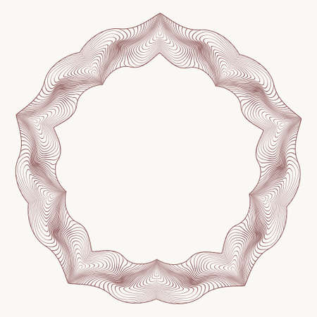 Circular gilyoshny ornament. Difficult geometrical pattern. We will apply to protection of securities, border, the banknote. Vector.のイラスト素材