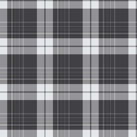 Black and white plaid seamless pattern. Classical checkered abstract texture. Tartane. Monochrome Scottish cage. Vector graphics of printing on fabrics, shirts and textiles.のイラスト素材