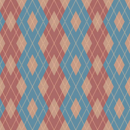 Argyle pattern seamless composed of diamonds of various colors on a plain background, used in...