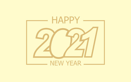 2021 HAPPY NEW YEAR manual text lettering. Concept design for Happy New Year. Hand lettering calligraphy on white background. Poster, banner or greeting card for Merry Christmas. Vector Illustration.のイラスト素材