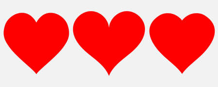 Heart of icon Collection symbol of Love. Heart shape. Social nets,    red heart web buttons. Like icon. Web design. Flat style. Vector illustrations.のイラスト素材