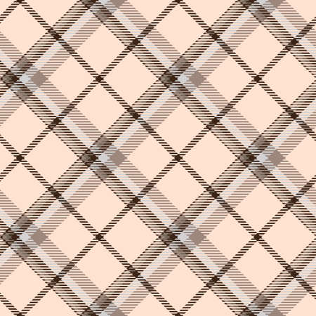 Glen plaid pattern in beige, brown, gray. Seamless checkered background. Colored Scottish diagonal cage. Abstract texture. Vector graphics printing on fabrics, shirts and textiles.のイラスト素材