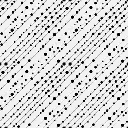 Abstract black white background with circles and diagonal stripes. Minimalistic modern texture in peas. Element design of the card, a cover, a flyer. Vector graphic.のイラスト素材