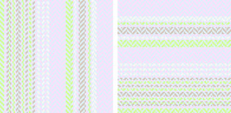 Set seamless stripe pattern. Colored textured a herringbone. Textile design. Geometric vertical and horizontal lines for printing on fabric, wallpaper.のイラスト素材
