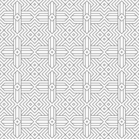 Seamless geometric vector pattern. Abstract background with repeating geometric shapes. Thin line. Ethnic motif. For the cover, of cards, wallpaper, fabric. Vector graphic.のイラスト素材