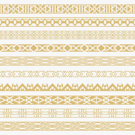 Vector set of dividers. vintage ornament. Golden borders for the text and execution of various pages and documents. design elements. vector graphics.のイラスト素材