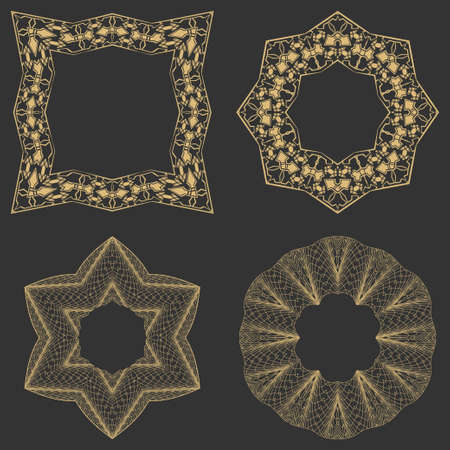 Circular frames decorative set. Place for text. Art ornament of elements of design of luxury goods,  monograms. vector illustration.のイラスト素材