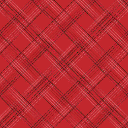 Check plain seamless pattern. Red, gray geometric herringbone background texture. Scottish fashion cage. Vector graphics of printing on fabric, shirt, textile, curtain and tablecloth.のイラスト素材