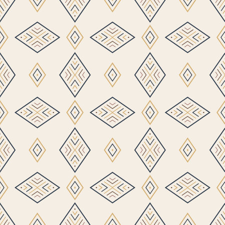 Seamless geometric abstract pattern. Modern colored background. Fachion wallpaper with stripes, lines, rhombus. Simple textile design. Vector.のイラスト素材
