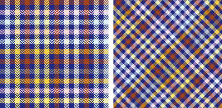 Check plaid seamless pattern set. Colored background scottish checkered herringbone textured pixel. tartan wallpaper. Printing on fabric, shirt, textile, curtain and tablecloth. vectorのイラスト素材