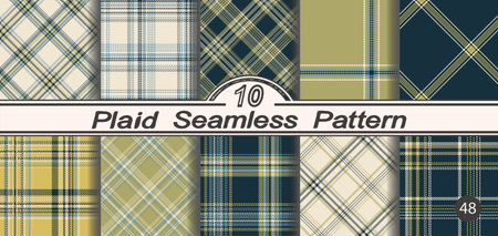 Set seamless vector check plaid colored pattern. Checkered background. Straight and oblique scottish fashion cage texture. Of printing on fabric, shirt, textile, curtain and tablecloth.のイラスト素材