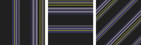 Set seamless stripe pattern. Colored textured striped pixel. textile design. Geometric vertical and...