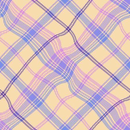 Check plaid seamless pattern. Wavy abstract background scottish cage herringbone texture. Wallpaper illusion of distortion. Printing on fabric, shirt, textile, curtain and tablecloth. Vectorのイラスト素材