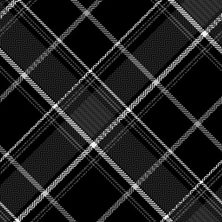 Black and white plaid seamless pattern. Modern fashion cage herringbone texture wallpaper. Vector graphics of printing on fabrics, shirts, textiles, curtains.のイラスト素材