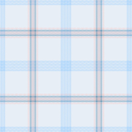 Check plaid seamless pattern. Blue, gray, pink background in the cage. Scottish fashion textured the herringbone. Of printing on fabric, shirt, textile, wallpaper, curtain and tablecloth. Vector.のイラスト素材
