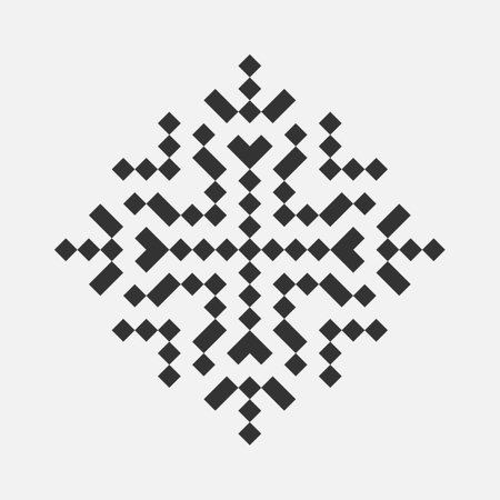 Christmas black pixel snowflake. Flat style. The winter design element is isolated on a white background. Vector New Year's illustration.のイラスト素材