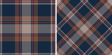 Check plaid seamless pattern set background. Color straight and oblique cage herringbone pixel texture. Striped wallpaper. Printing on fabric, shirt, textile, curtain and tablecloth. Vectorのイラスト素材