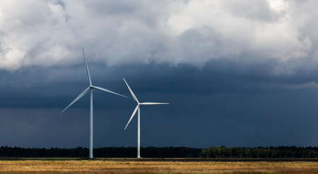 Clouds, Windmills and Green Energyの写真素材