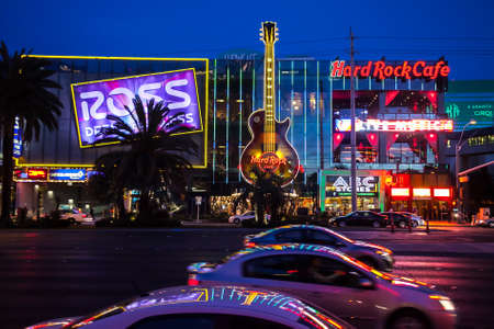 Las Vegas, Nevada, USA 2012.01.12 Neon Signs. Hard Rock Cafe at nightのeditorial素材