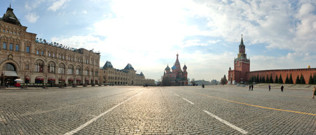 The Red Square in Moscow Russia capital city, Kremlin, GUM, st. Basil Cathedral, Historical Museum