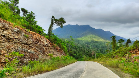Rocks and mountains in the Phillipines nature seaside and the sunny beach Palawan island Puerto...