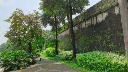 Metro Manila city picturesque views cityscape buildings architecture street trees sky modern ancient...