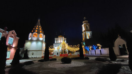 Russian Orthodox Church Cathedral Monastery historical ancient classical monumental building Kolomna...