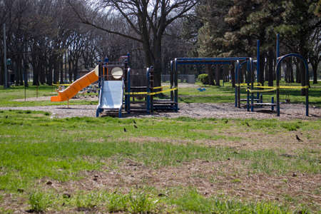 Hall County Taken 4-26-2020 Stolley Park Kids Kingdom Grand Island Nebraska Taped Off Covid-19. High...