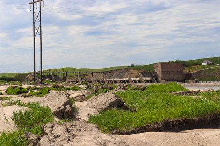 May 26, 2019 Spencer Dam Nebraska after the dam broke Boyd County and Holt County by 281 highway near Spencer Nebraska . High quality photoのeditorial素材