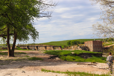May 26, 2019 Spencer Dam Nebraska after the dam broke Boyd County and Holt County by 281 highway near Spencer Nebraska . High quality photoのeditorial素材
