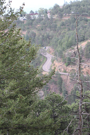 Mountain Pass Driving down from Estes Park . High quality photoの写真素材