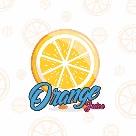 Fresh Orange Juice background/ illustration/ poster with flat orange paternのイラスト素材