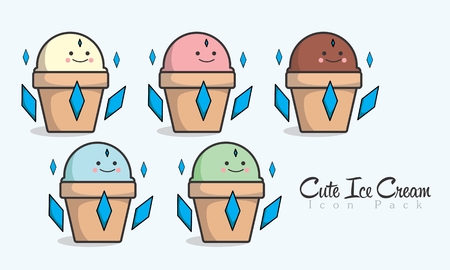 Cute Ice Cream Iconのイラスト素材